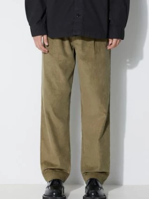 Maharishi spodnie sztruksowe Loose Chino kolor zielony w fasonie chinos 4568.OLIVE