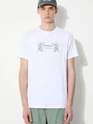 Maharishi t-shirt bawełniany Double Tigers Miltype męski kolor biały z nadrukiem 1305.WHITE