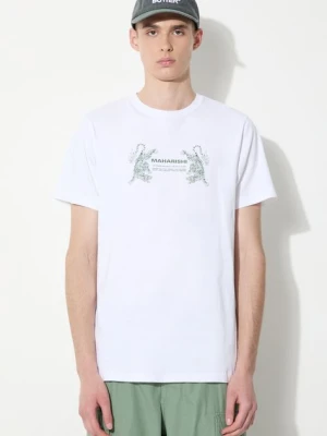 Maharishi t-shirt bawełniany Double Tigers Miltype męski kolor biały z nadrukiem 1305.WHITE