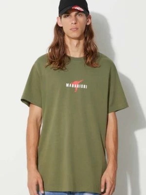 Maharishi t-shirt bawełniany Invisible Warrior T-Shirt kolor zielony z nadrukiem 1070