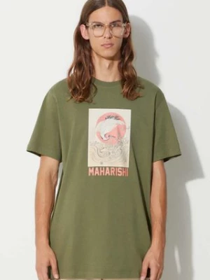 Maharishi t-shirt bawełniany Peace Crane T-Shirt kolor zielony z nadrukiem 1072