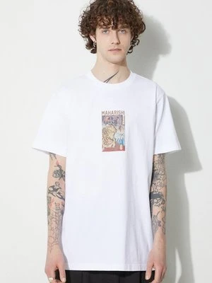 Maharishi t-shirt bawełniany Tiger Vs. Dragon T-Shirt męski kolor biały z nadrukiem 1078.WHITE