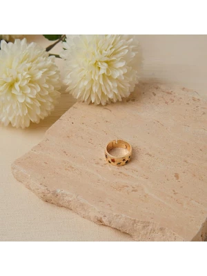 Maison Cély Pozłacany pierścionek z cyrkoniami rozmiar: onesize