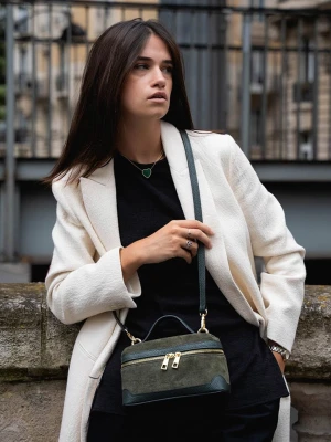 maison héritage PARIS Skórzana torebka "Simos Suede" w kolorze zielonym - 21 x 13 x 9 cm rozmiar: onesize