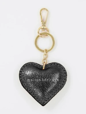 maison héritage PARIS Skórzany brelok "Love Locker" w kolorze złoto-czarnym - 7 x 6 cm rozmiar: onesize