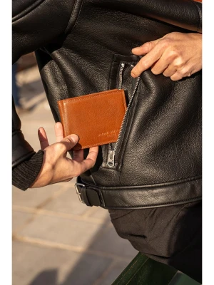 maison héritage PARIS Skórzany portfel "Henry" w kolorze jasnobrązowym - 12 x 9,5 x 2 cm rozmiar: onesize