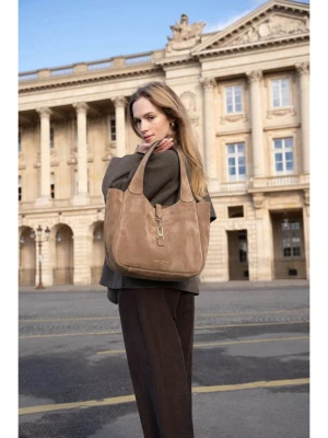maison héritage PARIS Skórzany shopper bag "Artic" w kolorze szarobrązowym - 41 x 28 x 11 cm rozmiar: onesize