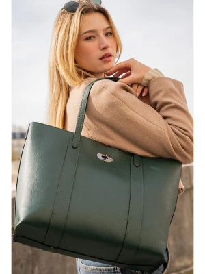 maison héritage PARIS Skórzany shopper bag "Elis" w kolorze ciemnozielonym - 41 x 30 x 10 cm rozmiar: onesize