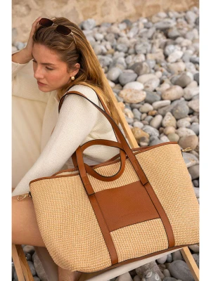 maison héritage PARIS Skórzany shopper bag "Malta" w kolorze beżowo-jasnobrązowym - 31 x 16 cm rozmiar: onesize