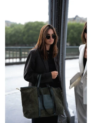 maison héritage PARIS Skórzany shopper bag "Malta" w kolorze ciemnozielonym - 52 x 31 cm rozmiar: onesize