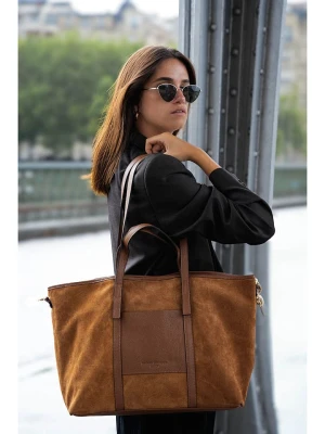 Zdjęcie produktu maison héritage PARIS Skórzany shopper bag "Malta" w kolorze jasnobrązowym - 52 x 31 cm rozmiar: onesize