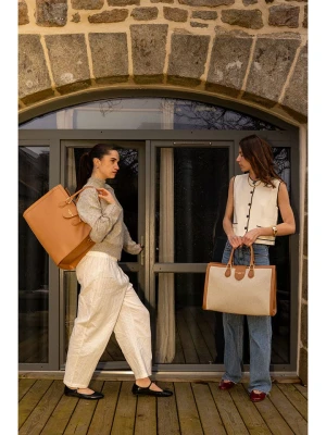 maison héritage PARIS Skórzany shopper bag "Mara" w kolorze jasnobrązowym - 46 x 32 x 15 cm rozmiar: onesize
