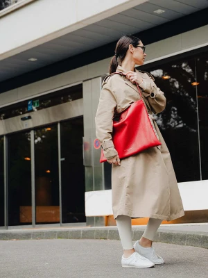 maison héritage PARIS Skórzany shopper bag "Ori" w kolorze czerwonym - 45 x 35 cm rozmiar: onesize