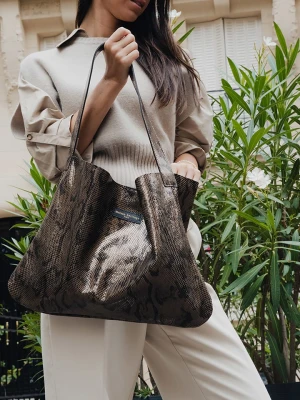 maison héritage PARIS Skórzany shopper bag "Ori" w kolorze jasnobrązowym - 45 x 35 cm rozmiar: onesize