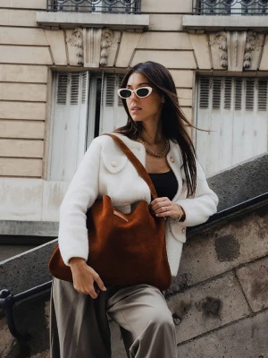 maison héritage PARIS Skórzany shopper bag "Ori" w kolorze karmelowym - 45 x 35 cm rozmiar: onesize