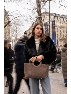 maison héritage PARIS Skórzany shopper bag "Saumur Suede" w kolorze szarobrązowym - 41 x 33 x 13 cm rozmiar: onesize