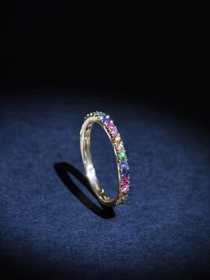 maison héritage PARIS Złoty pierścionek "Colorful love" z szafirami rozmiar: 54