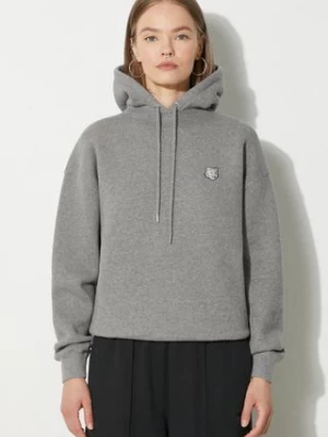 Maison Kitsuné bluza bawełniana Bold Fox Head Patch Comfort Hoodie damska kolor szary z kapturem gładka MW00704KM0307