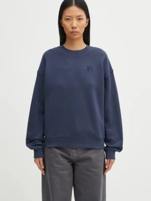 Maison Kitsuné bluza bawełniana Bold Fox Head Patch damska kolor granatowy gładka MW00315KM0321