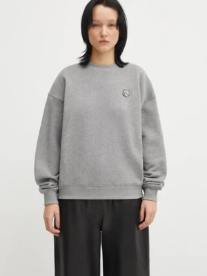 Maison Kitsuné bluza bawełniana Bold Fox Head Patch damska kolor szary gładka MW00315KM0321