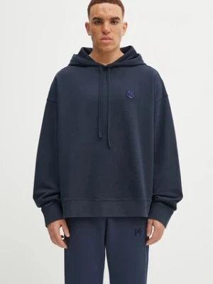 Maison Kitsuné bluza bawełniana Bold Fox Head Patch Oversize Hoodie męska kolor granatowy z kapturem gładka LM00705KM0001