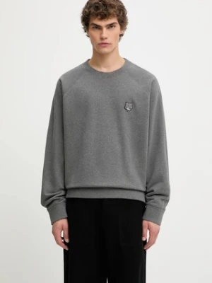 Maison Kitsuné bluza bawełniana Bold Fox Head Patch Oversize Sweatshirt męska kolor szary melanżowa MM00304KM0001