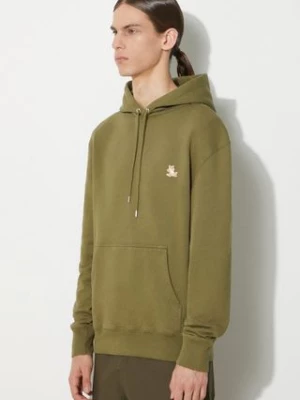 Maison Kitsuné bluza bawełniana Chillax Patch Regular Hoodie męska kolor zielony z kapturem z aplikacją LM00706KM0001