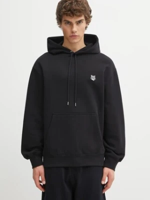 Maison Kitsuné bluza bawełniana Fox Head Comfort męska kolor czarny z kapturem gładka PM00703KM0341
