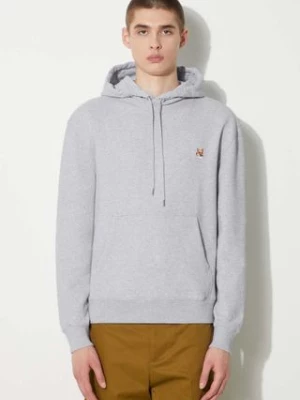 Maison Kitsuné bluza bawełniana Fox Head Patch Regular Hoodie męska kolor niebieski z kapturem melanżowa LM00702KM0001