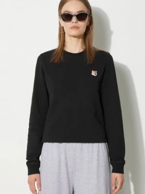 Maison Kitsuné bluza bawełniana Fox Head Patch Regular Sweatshirt damska kolor czarny gładka LW00302KM0001