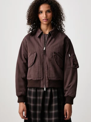 Maison Kitsuné Bomber krótka kurtka damska z bawełną
