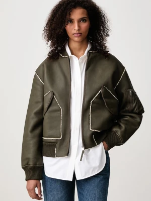 Maison Kitsuné Bomber krótka kurtka damska z imitacji skóry
