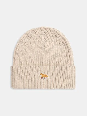 Maison Kitsuné czapka bawełniana Baby Fox Beanie kolor beżowy PW06103KT1140