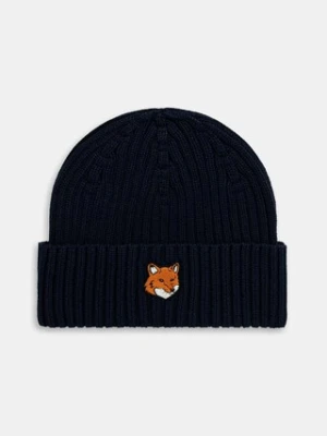 Maison Kitsuné czapka bawełniana Fox Head kolor granatowy PM06111KT1140