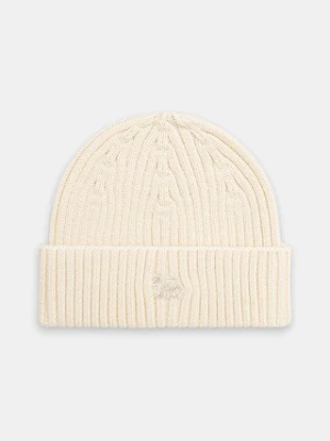 Maison Kitsuné czapka wełniana Baby Fox Beanie kolor beżowy PW06102KT1022