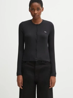 Maison Kitsuné kardigan Ribbed Baby Fox damski kolor czarny lekki PW00512KJ0134