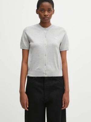 Maison Kitsuné kardigan wełniany Baby Fox Fine Merino damski kolor szary lekki OW00513KT1181