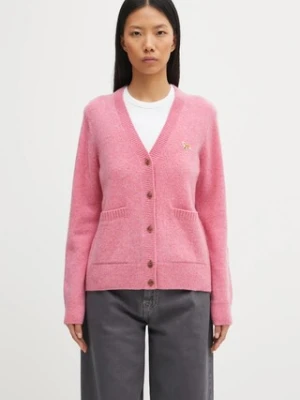Maison Kitsuné kardigan wełniany Baby Fox Lambswool Boxy damski kolor różowy lekki PW00501KT1006