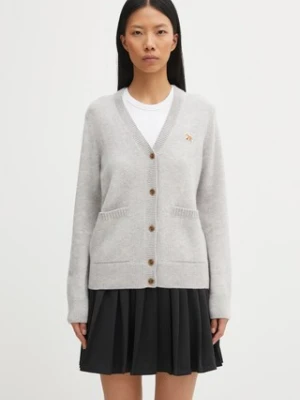 Maison Kitsuné kardigan wełniany Baby Fox Lambswool Boxy damski kolor szary lekki PW00501KT1006