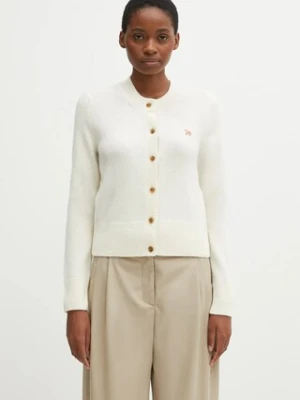 Maison Kitsuné kardigan wełniany Baby Fox Lambswool Fitted damski kolor beżowy PW00506KT1006