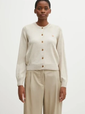 Maison Kitsuné kardigan wełniany Baby Fox Merino Regular damski kolor beżowy lekki PW00502KT1181