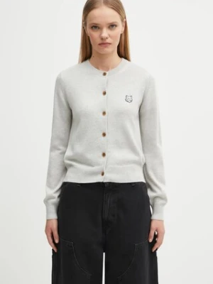 Maison Kitsuné kardigan wełniany Bold Fox Head Patch Regular Cardigan kolor szary lekki MW00508KT1036