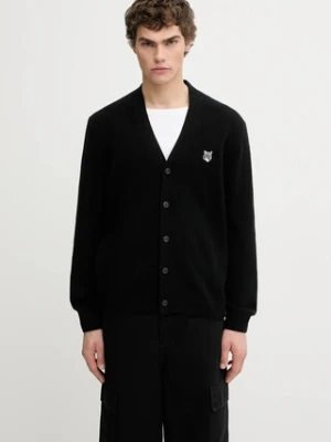 Maison Kitsuné kardigan wełniany Fox Head Lambwsool Comfort męski kolor czarny PM00502KT1006