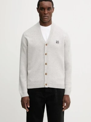 Maison Kitsuné kardigan wełniany Fox Head Lambwsool Comfort męski kolor szary PM00502KT1006