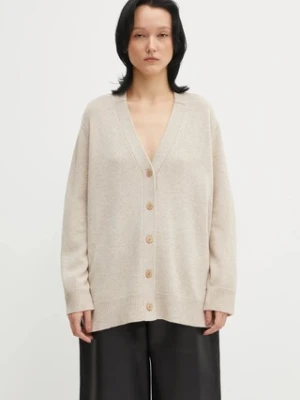 Maison Kitsuné kardigan wełniany Merino Wool Long damski kolor beżowy PW00509KT1171