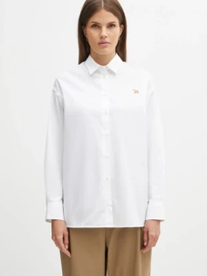 Maison Kitsuné koszula bawełniana Baby Fox Casual damska kolor biały regular z kołnierzykiem klasycznym OW00401WC0026