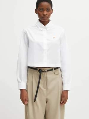 Maison Kitsuné koszula bawełniana Baby Fox Cropped damska kolor biały relaxed z kołnierzykiem klasycznym PW00405WC0026