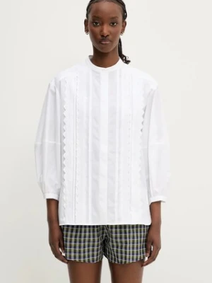 Maison Kitsuné koszula bawełniana Crafted Embroidery damska kolor biały regular OW00428WC5010