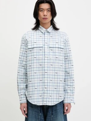 Maison Kitsuné koszula bawełniana Double Pocket Skate męska kolor niebieski relaxed z kołnierzykiem klasycznym OM00425WW0118