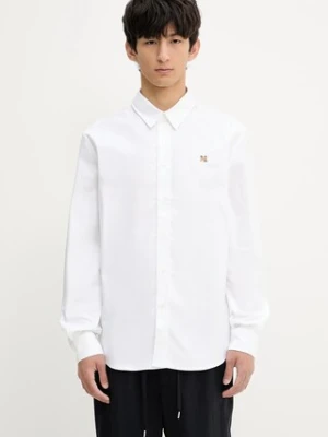 Maison Kitsuné koszula bawełniana Fox Head Embroidery Casual męska kolor biały regular z kołnierzykiem klasycznym MM00408WC5012